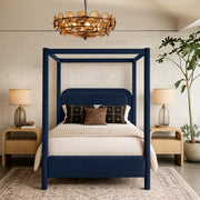 Salina Velvet Upholstered Full Bed in Blue - B1295Navy-F