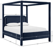 Salina Velvet Upholstered Full Bed in Blue - B1295Navy-F