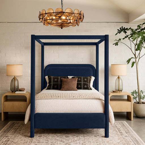 Salina Velvet Upholstered Full Bed in Blue - B1295Navy-F
