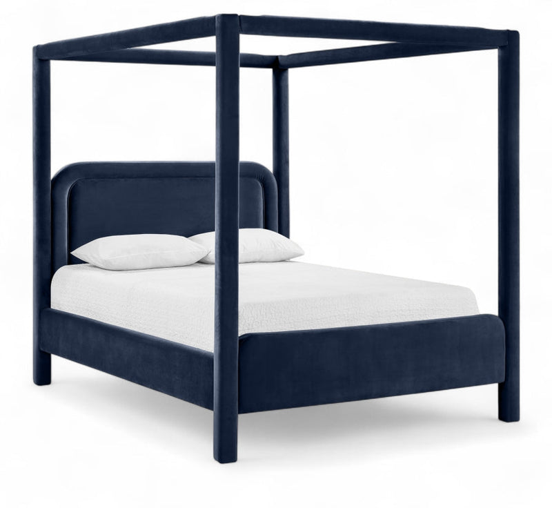 Salina Velvet Upholstered Full Bed in Blue - B1295Navy-F