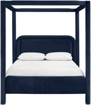 Salina Velvet Upholstered Full Bed in Blue - B1295Navy-F