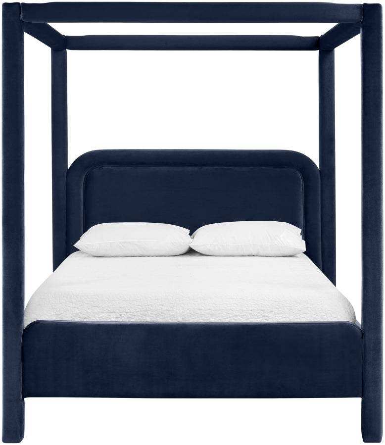 Salina Velvet Upholstered Full Bed in Blue - B1295Navy-F