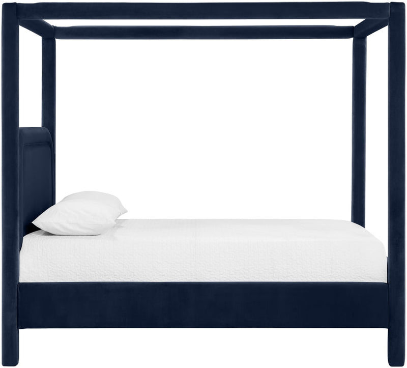 Salina Velvet Upholstered Full Bed in Blue - B1295Navy-F