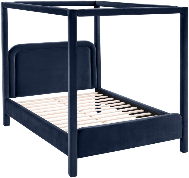 Salina Velvet Upholstered Full Bed in Blue - B1295Navy-F