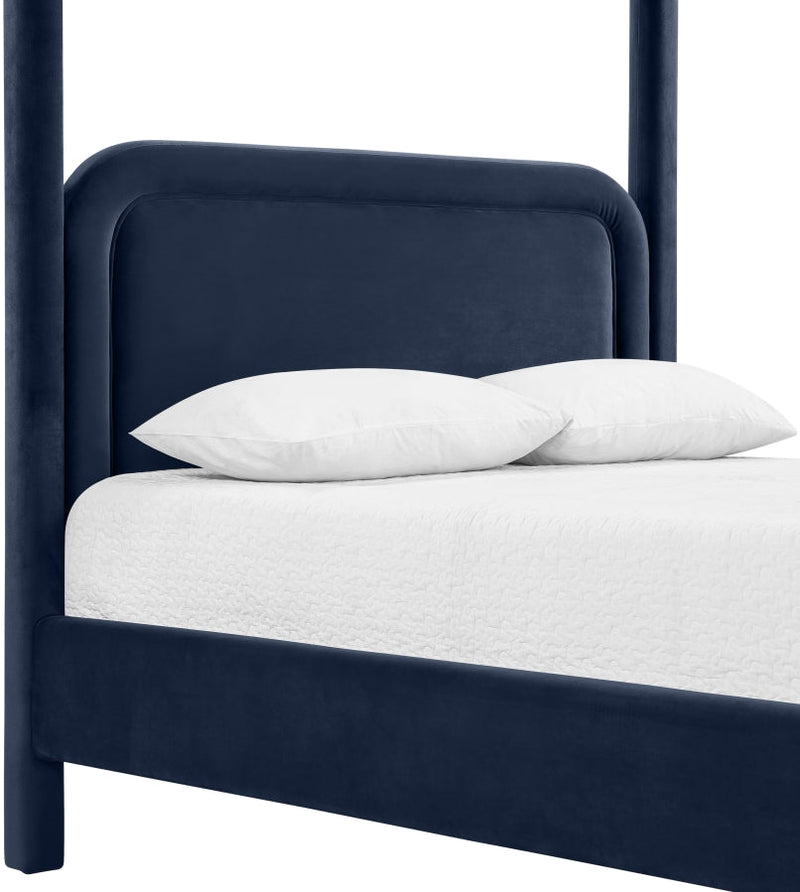Salina Velvet Upholstered Full Bed in Blue - B1295Navy-F