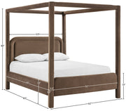 Salina Velvet Upholstered Full Bed in Brown - B1295Brown-F