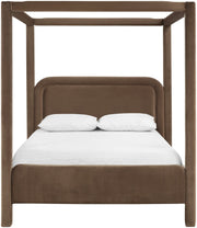 Salina Velvet Upholstered Full Bed in Brown - B1295Brown-F