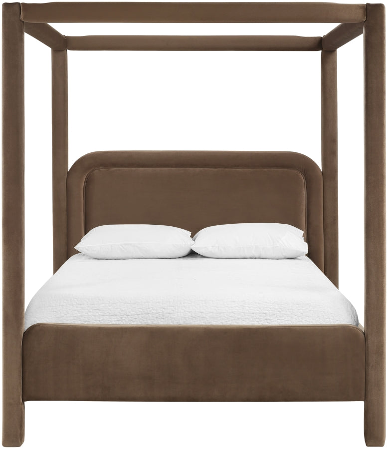 Salina Velvet Upholstered Full Bed in Brown - B1295Brown-F