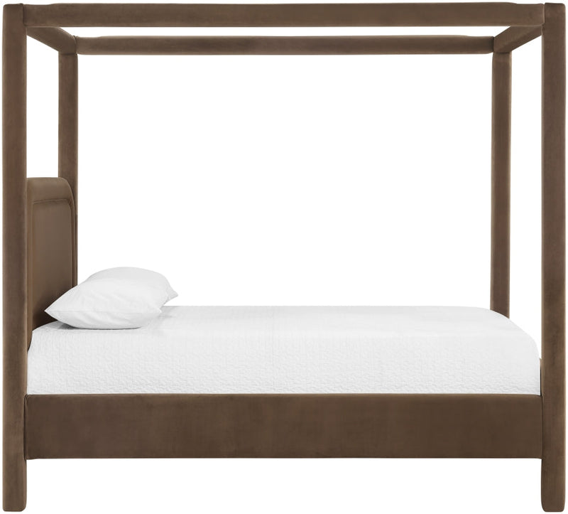 Salina Velvet Upholstered Full Bed in Brown - B1295Brown-F