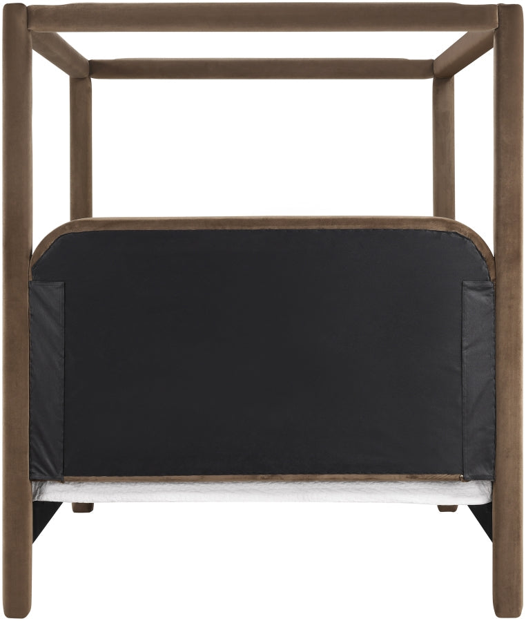 Salina Velvet Upholstered Full Bed in Brown - B1295Brown-F