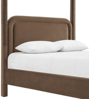 Salina Velvet Upholstered Full Bed in Brown - B1295Brown-F