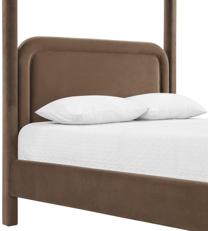 Salina Velvet Upholstered Full Bed in Brown - B1295Brown-F