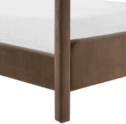 Salina Velvet Upholstered Full Bed in Brown - B1295Brown-F