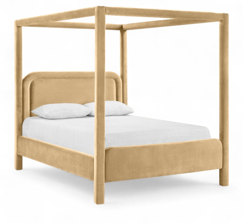 Salina Velvet Upholstered Full Bed in Camel - B1295Camel-F