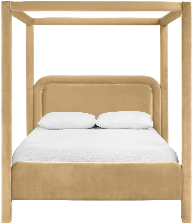 Salina Velvet Upholstered Full Bed in Camel - B1295Camel-F