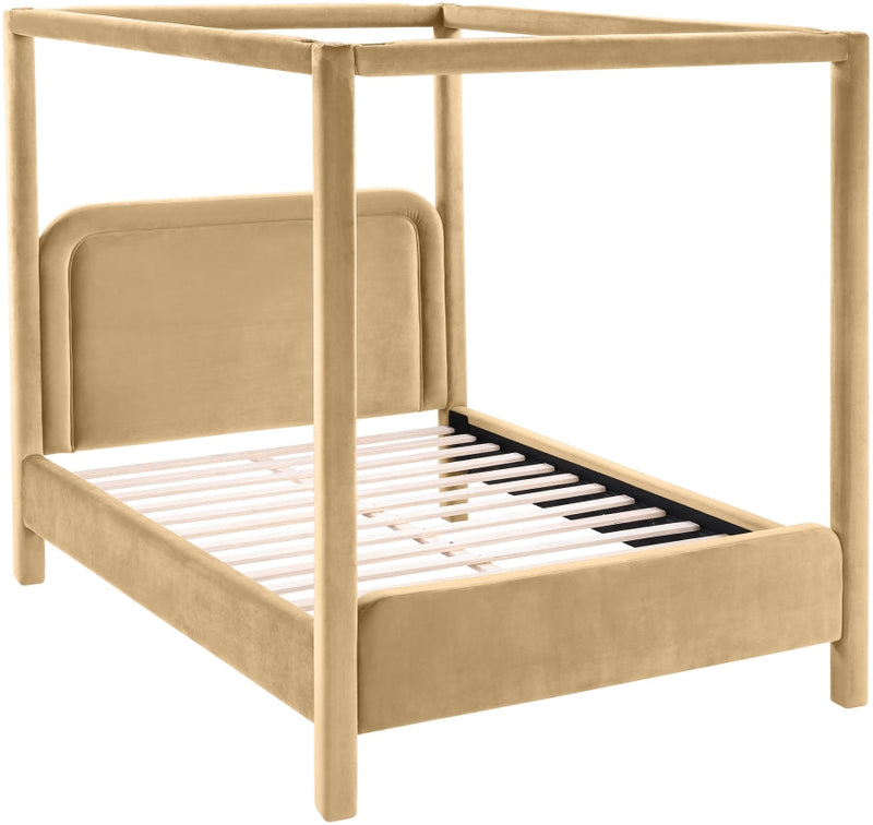 Salina Velvet Upholstered Full Bed in Camel - B1295Camel-F