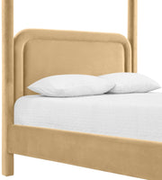 Salina Velvet Upholstered Full Bed in Camel - B1295Camel-F
