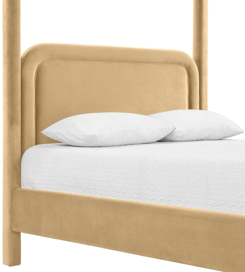 Salina Velvet Upholstered Full Bed in Camel - B1295Camel-F