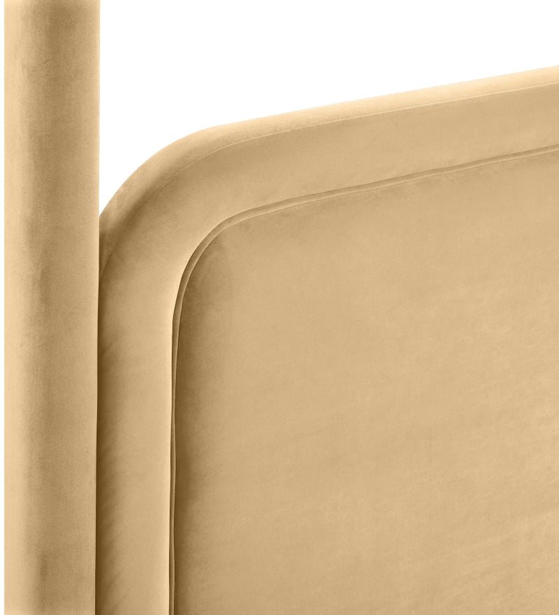 Salina Velvet Upholstered Full Bed in Camel - B1295Camel-F