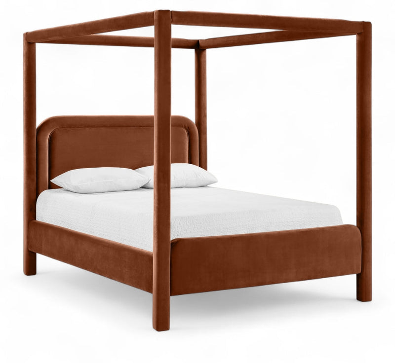 Salina Velvet Upholstered Full Bed in Cognac - B1295Cognac-F