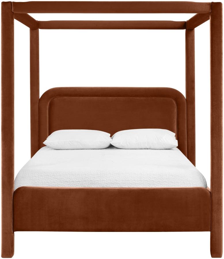 Salina Velvet Upholstered Full Bed in Cognac - B1295Cognac-F