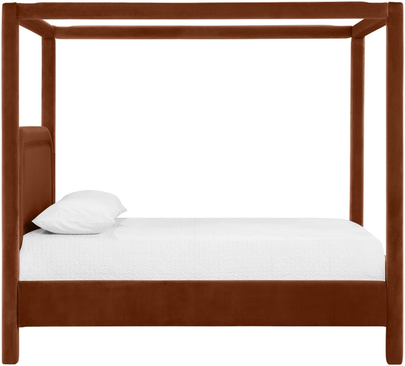 Salina Velvet Upholstered Full Bed in Cognac - B1295Cognac-F