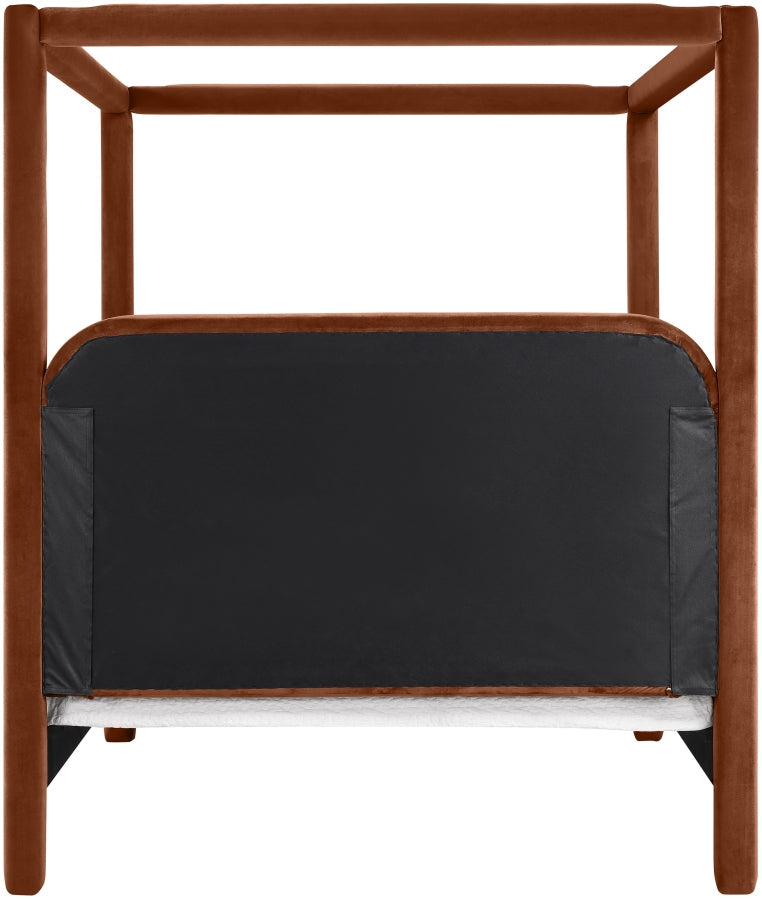 Salina Velvet Upholstered Full Bed in Cognac - B1295Cognac-F