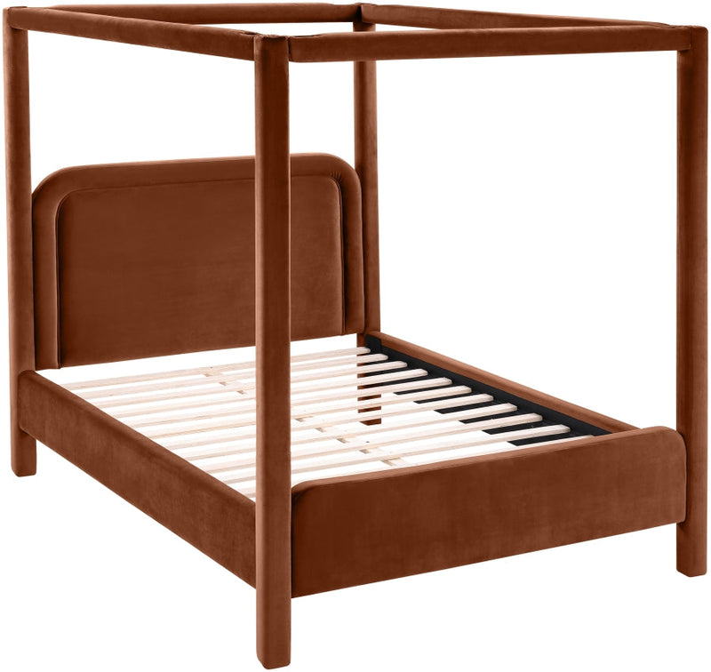 Salina Velvet Upholstered Full Bed in Cognac - B1295Cognac-F
