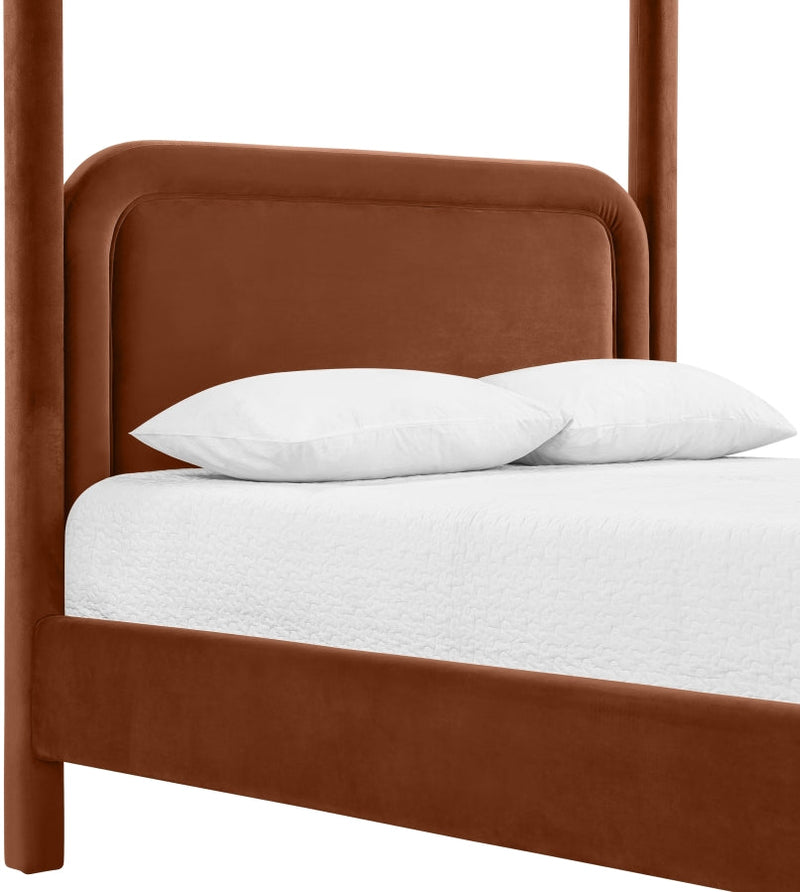 Salina Velvet Upholstered Full Bed in Cognac - B1295Cognac-F