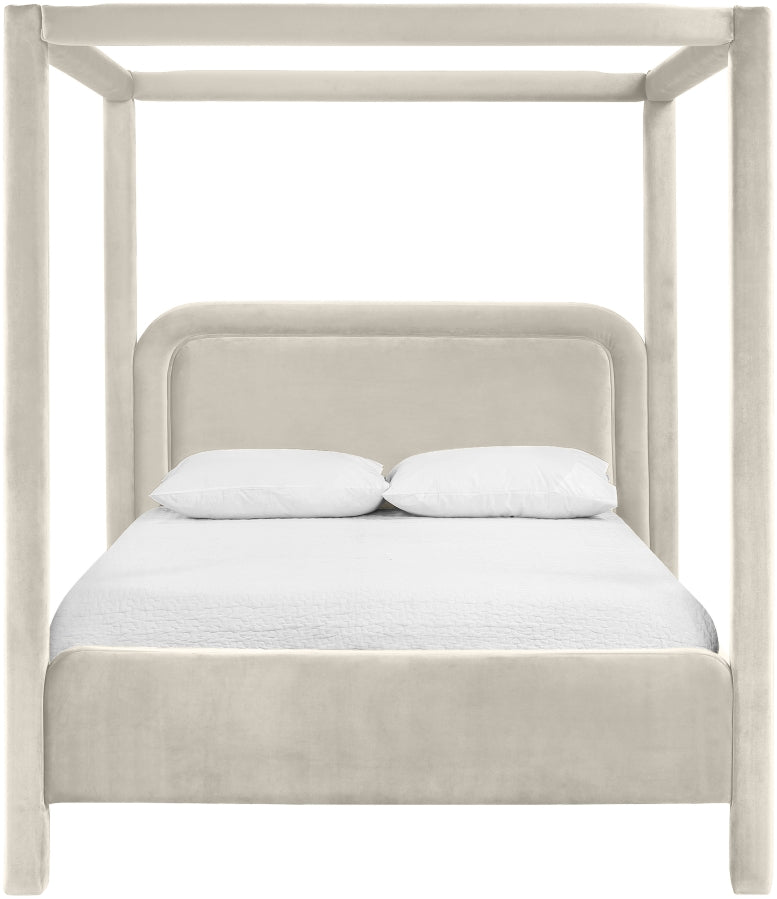 Salina Velvet Upholstered Full Bed in Cream - B1295Cream-F