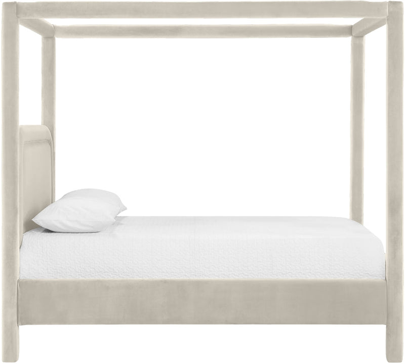 Salina Velvet Upholstered Full Bed in Cream - B1295Cream-F