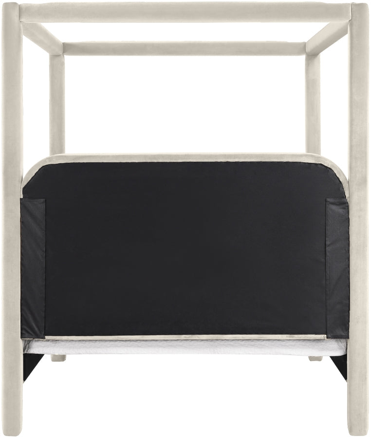 Salina Velvet Upholstered Full Bed in Cream - B1295Cream-F
