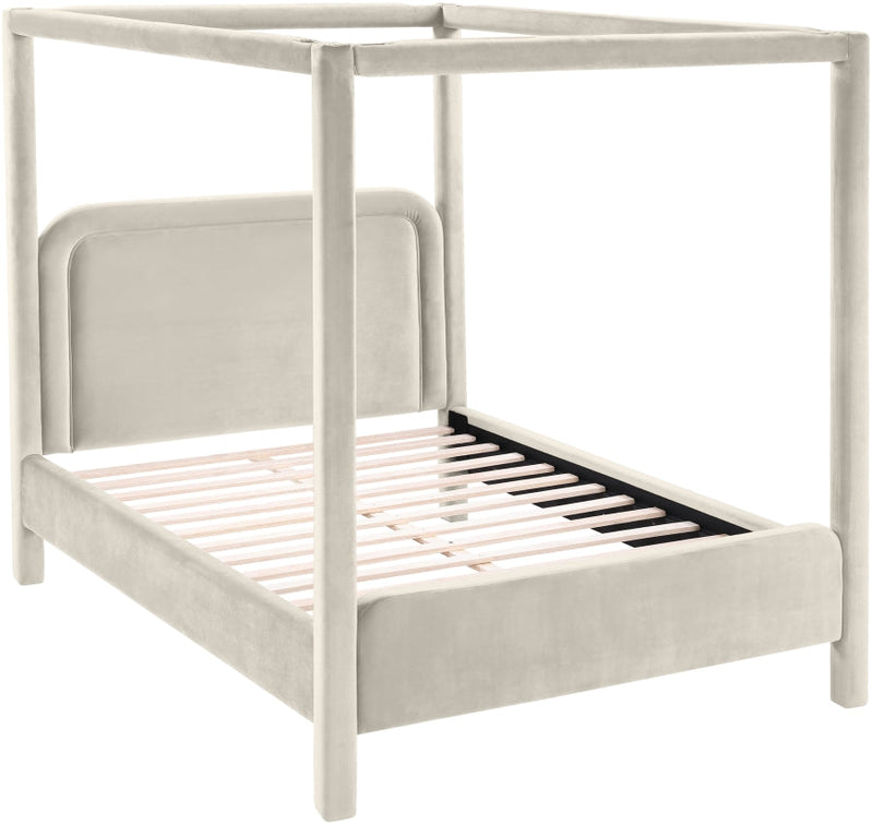 Salina Velvet Upholstered Full Bed in Cream - B1295Cream-F