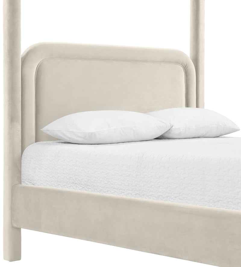 Salina Velvet Upholstered Full Bed in Cream - B1295Cream-F