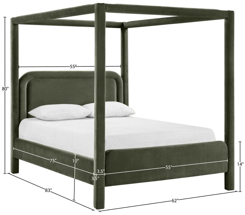 Salina Velvet Upholstered Full Bed in Green - B1295Green-F