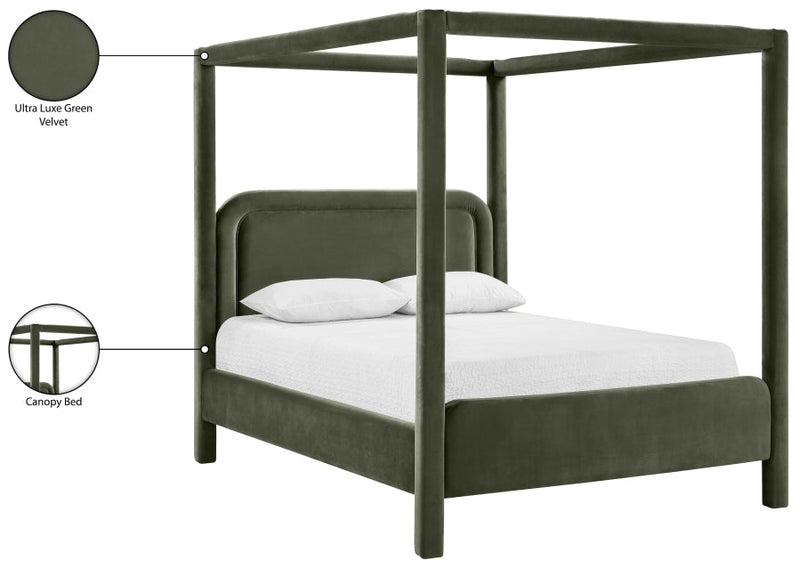 Salina Velvet Upholstered Full Bed in Green - B1295Green-F