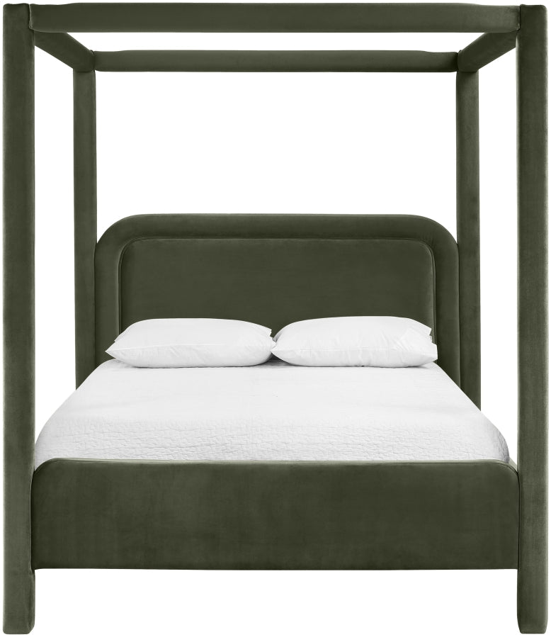 Salina Velvet Upholstered Full Bed in Green - B1295Green-F