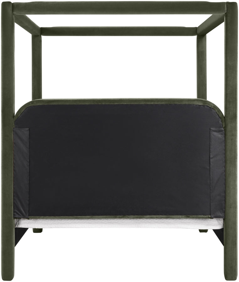 Salina Velvet Upholstered Full Bed in Green - B1295Green-F