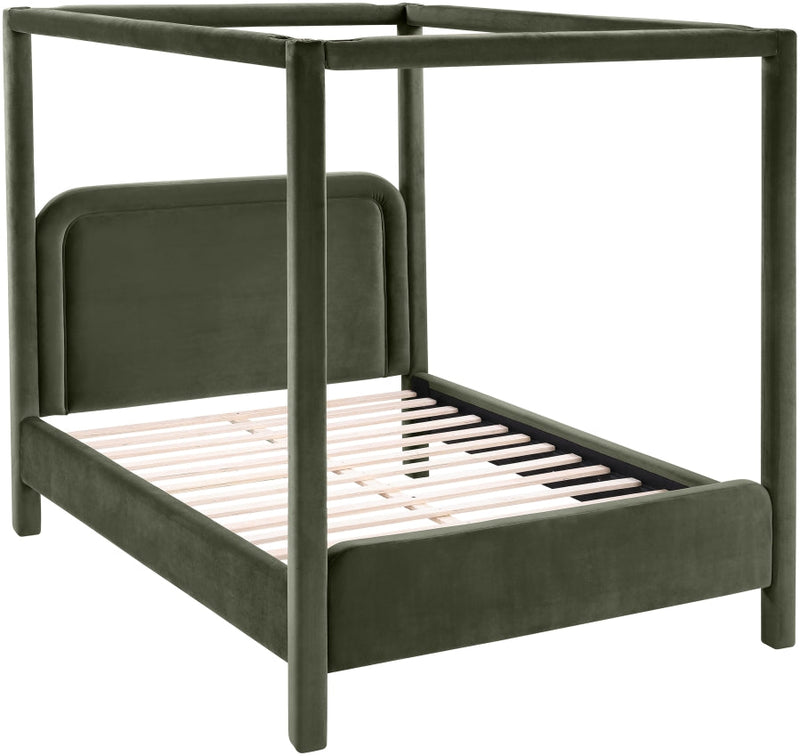 Salina Velvet Upholstered Full Bed in Green - B1295Green-F