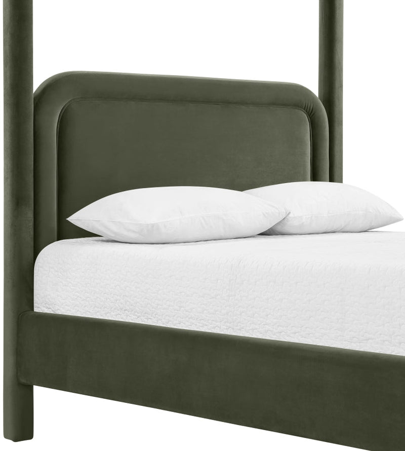 Salina Velvet Upholstered Full Bed in Green - B1295Green-F