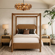 Salina Velvet Upholstered Full Bed in Saddle - B1295Saddle-F