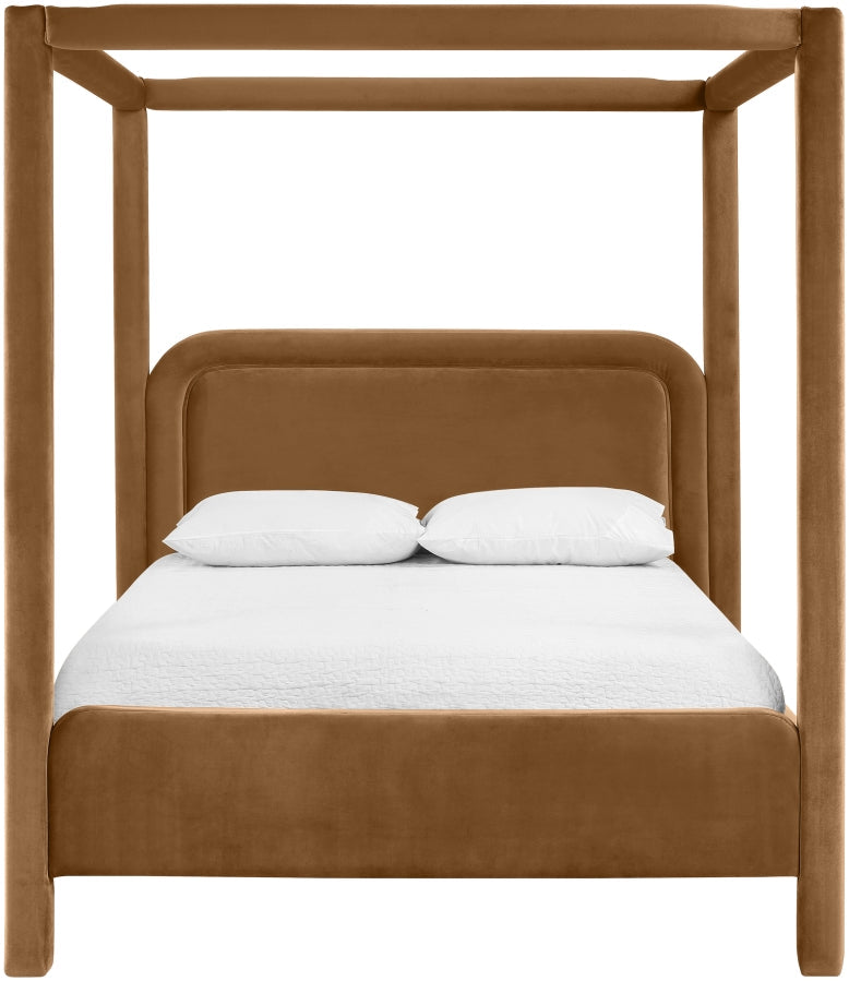 Salina Velvet Upholstered Full Bed in Saddle - B1295Saddle-F