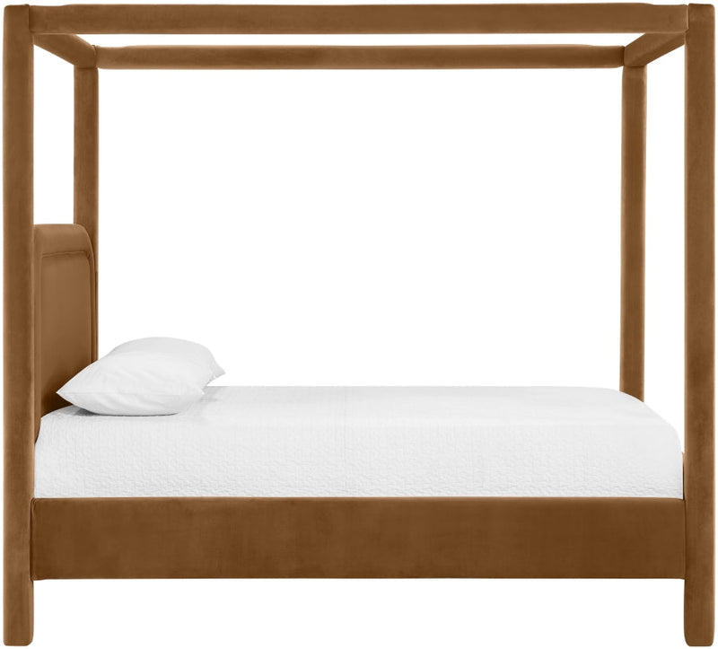 Salina Velvet Upholstered Full Bed in Saddle - B1295Saddle-F