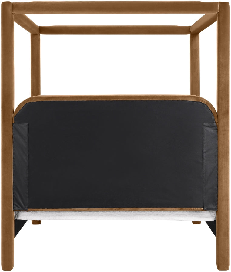 Salina Velvet Upholstered Full Bed in Saddle - B1295Saddle-F