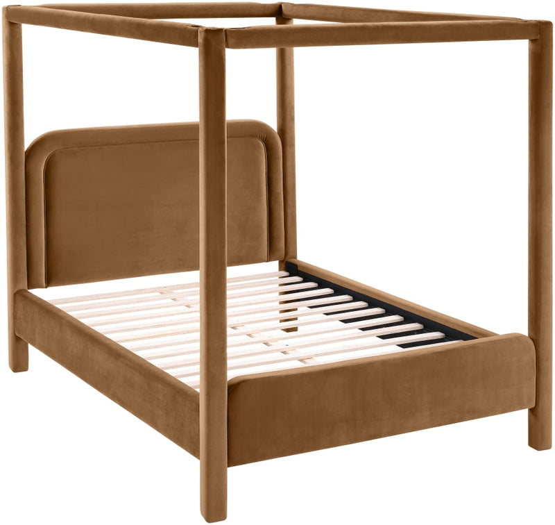 Salina Velvet Upholstered Full Bed in Saddle - B1295Saddle-F