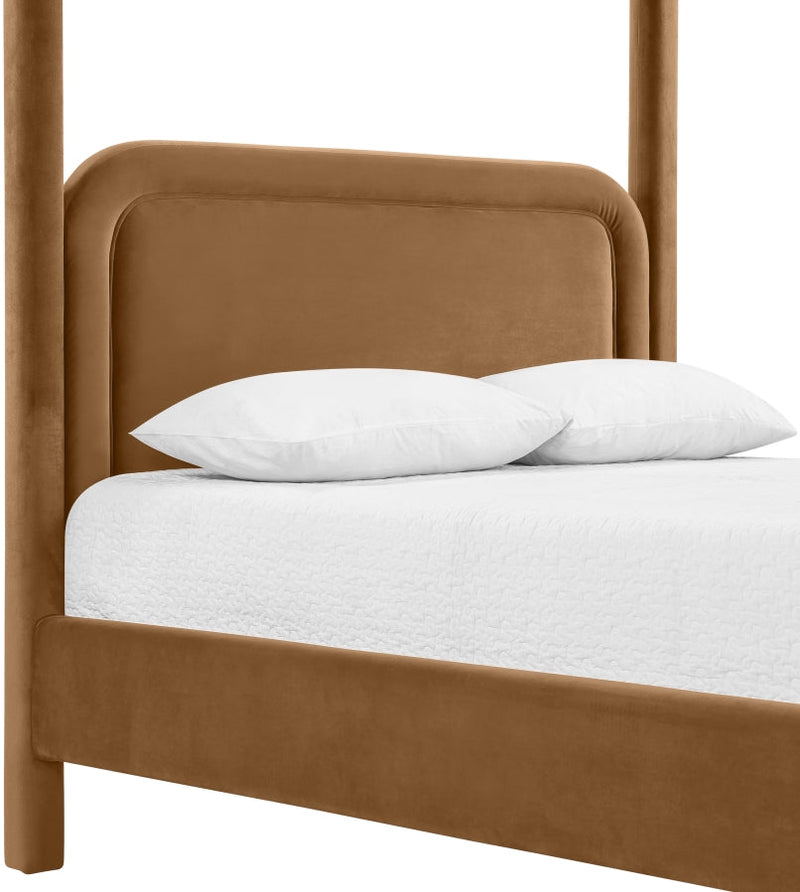 Salina Velvet Upholstered Full Bed in Saddle - B1295Saddle-F