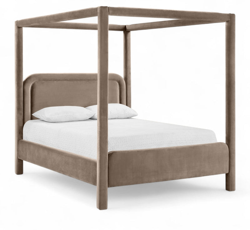 Salina Velvet Upholstered Full Bed in Taupe - B1295Taupe-F