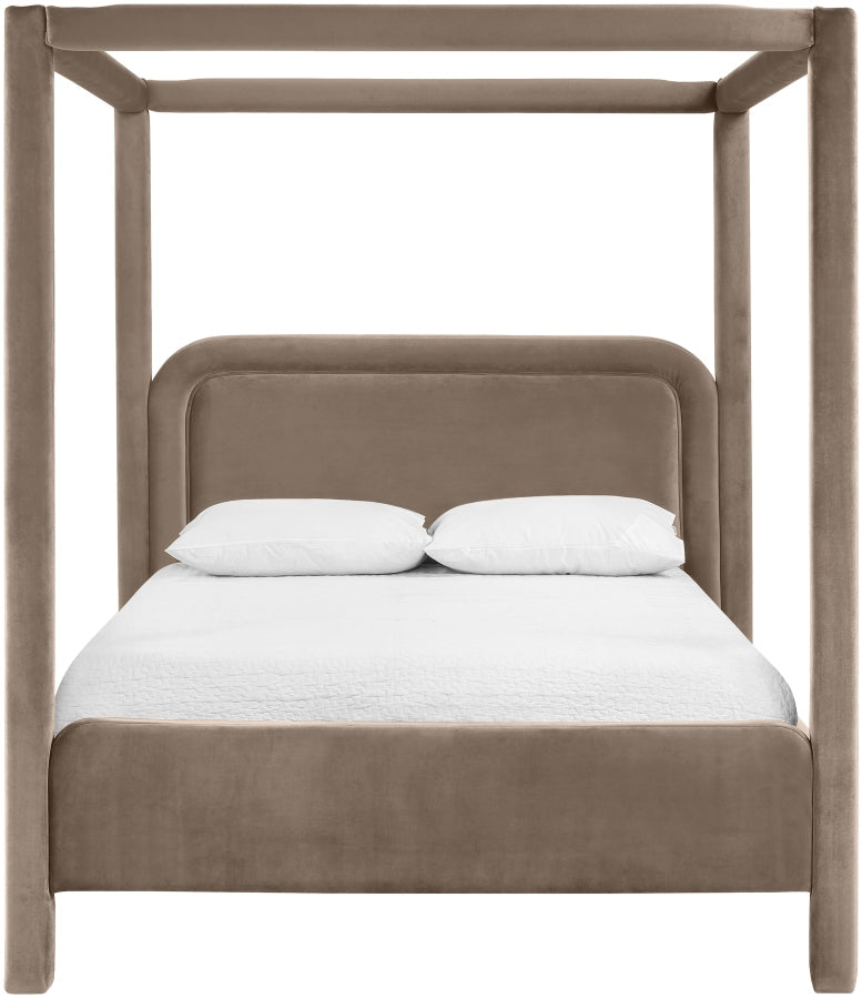 Salina Velvet Upholstered Full Bed in Taupe - B1295Taupe-F