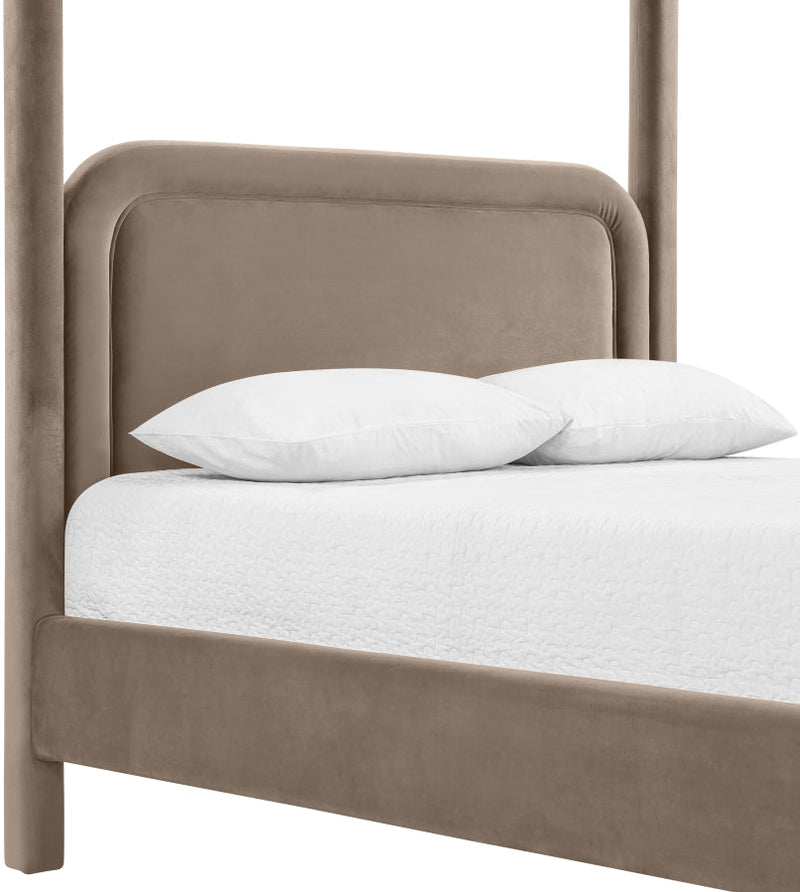 Salina Velvet Upholstered Full Bed in Taupe - B1295Taupe-F