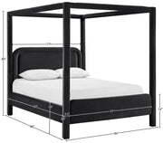 Salina Velvet Upholstered King Bed in Black - B1295Black-K